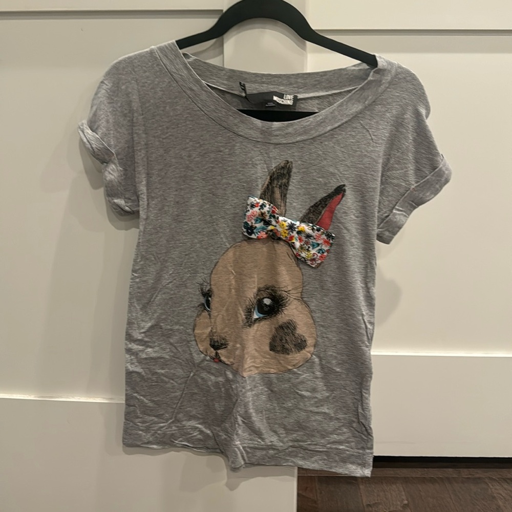 Love Moschino grey t shirt in size 4